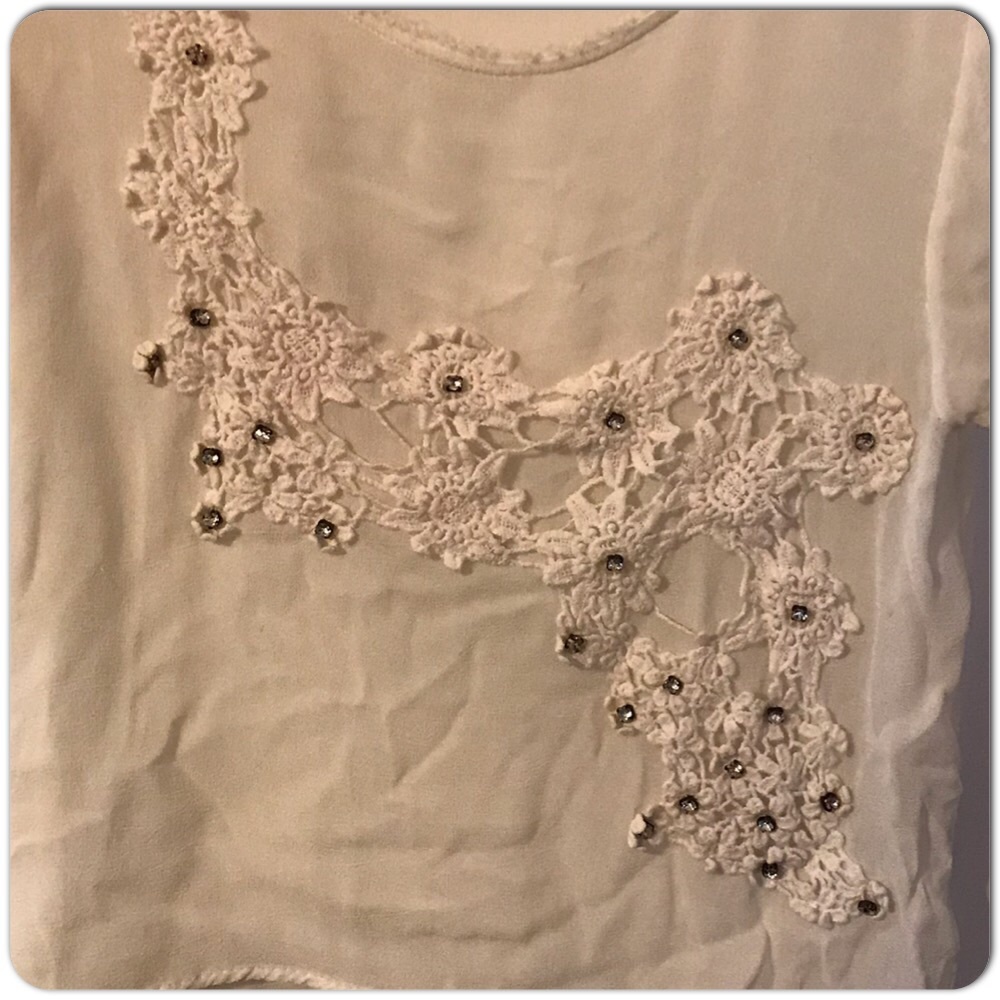Sheer Forever 21 Top with Floral Appliqués - Picture 4 of 6